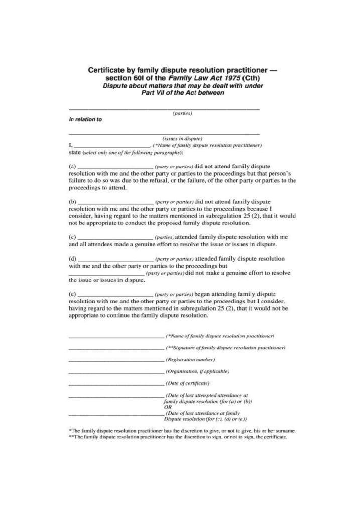 Section 60(i) Certificates - Family Law - Shamac Lawyers