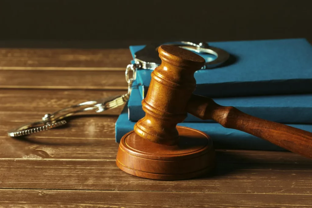 Criminal lawyer advising client