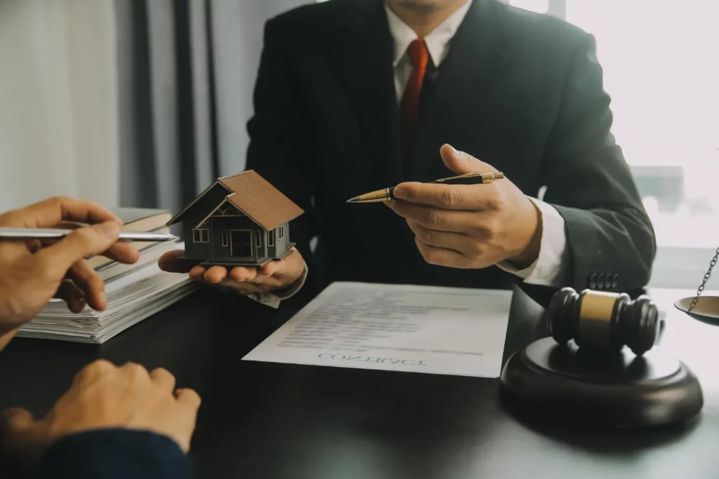 Conveyancing lawyer meeting with client.