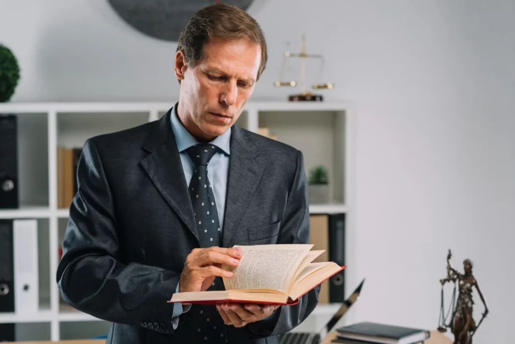 Civil lawyer consulting a client.