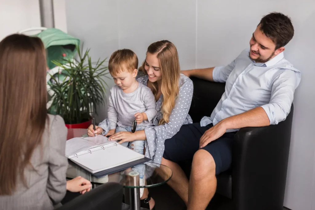 Family lawyer consulting a client.